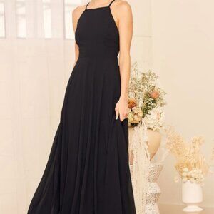 NWT  Lulu's Mythical Kind of Love Black Maxi Dress w/Criss Cross Back, Medium